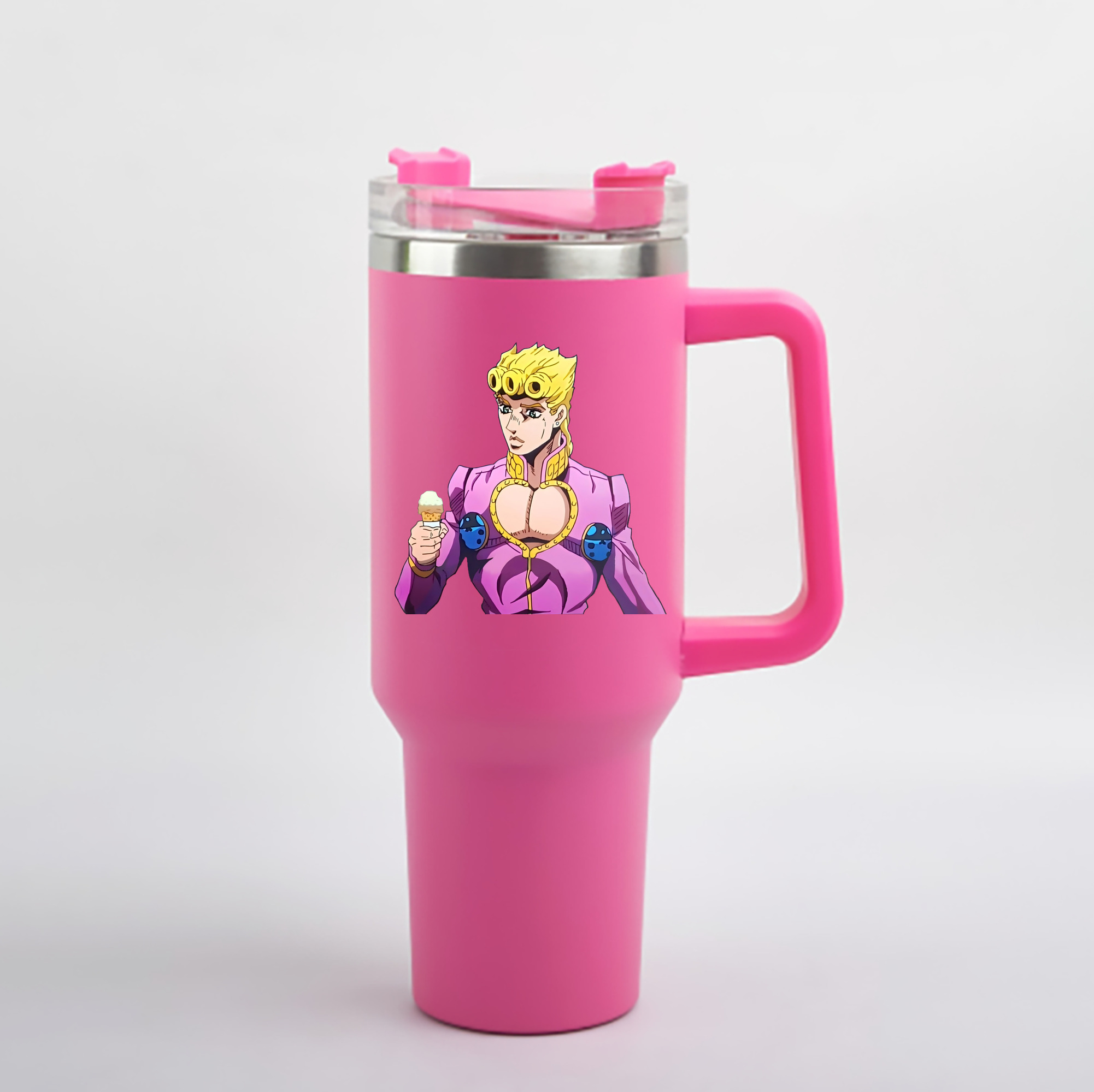 （画像用） ジョジョの奇妙な冒険 ジョルノ?ジョバァーナ JoJo's Bizarre Adventure Giorno Giovanna 1200mL車用タンブラー - クリスタルステッカー（プラスチックストロー付き）